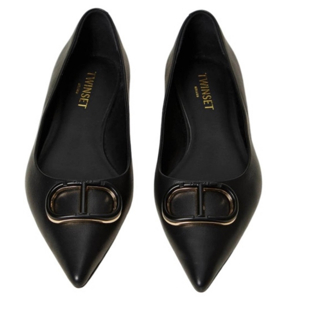 TWIN-SET • Black Flats with Buckle Detail • Size 8.5